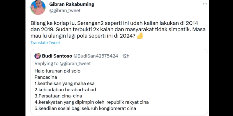 Cuitan Gibran Isu PKI Solo: Bilangin Korlap Lu, Terbukti 2 Kali Kalah